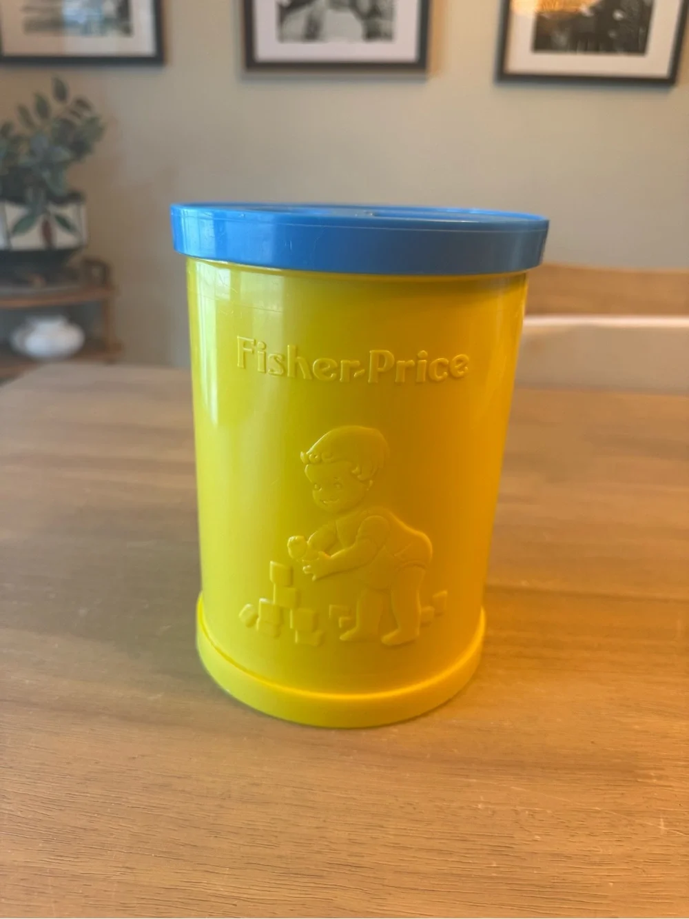 Vintage 1977 Fisher Price Baby's First Blocks Shape Sorter Bucket & Blocks